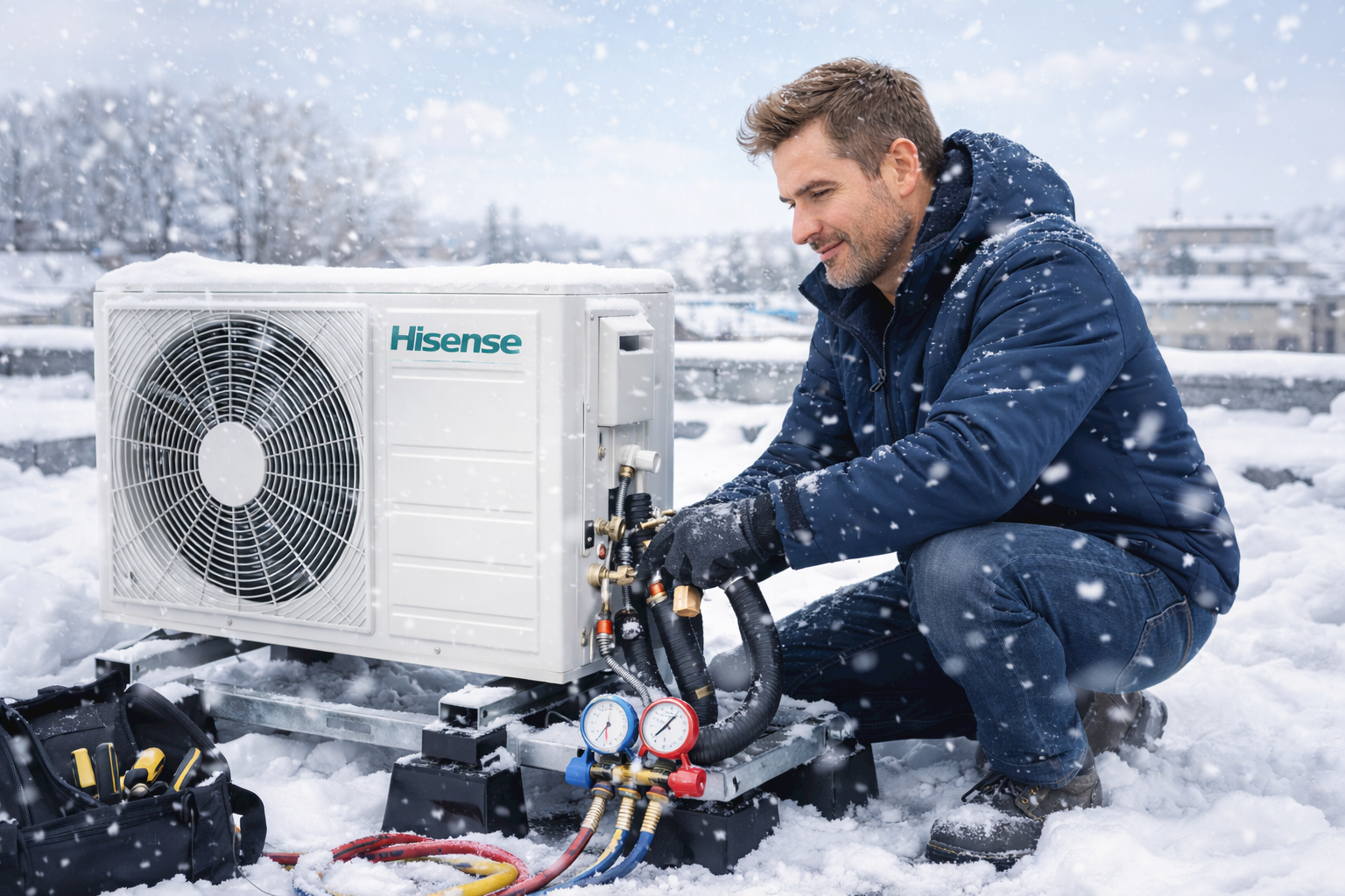 hvac-installateur-op-dak-in-sneeuw